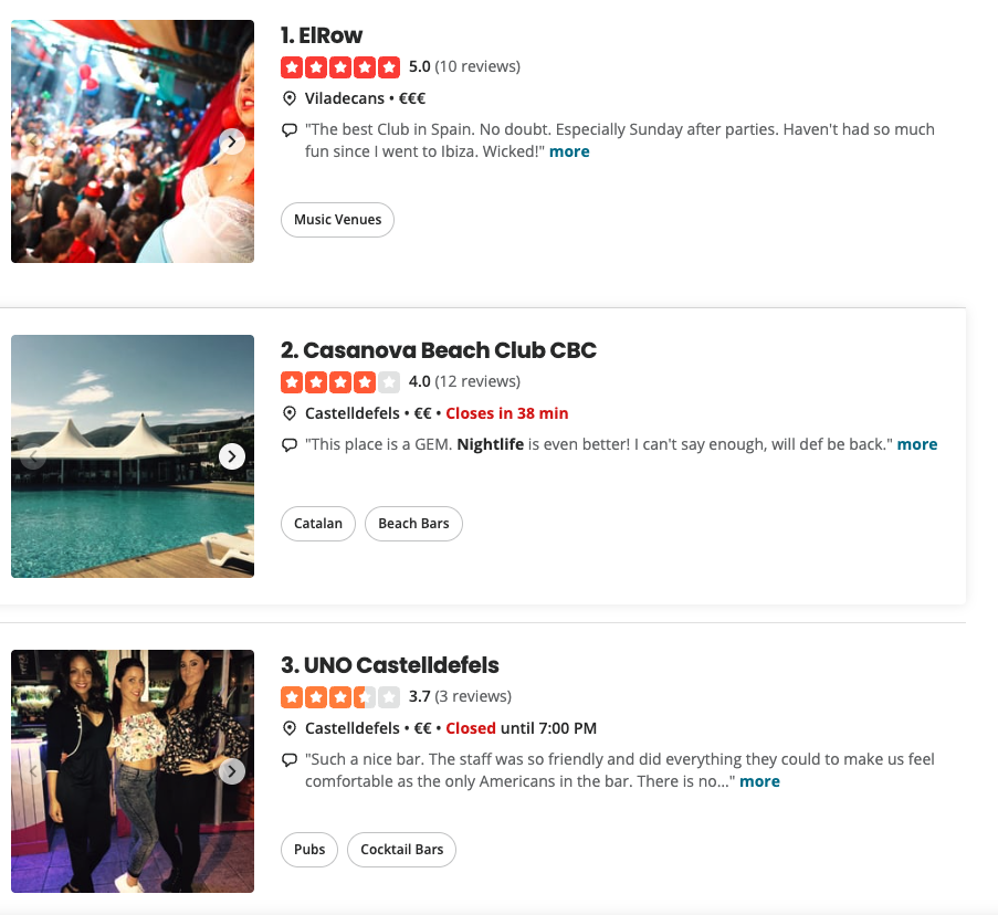 beach bars, clubs and nightlife